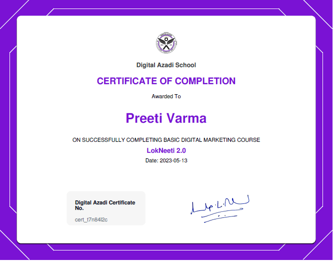 Certificate Of Completion LokNeeti - 2.0